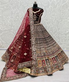 Various Sequins and Multi Thread fancy work Designer Lehengacholi  Code : A2296 Lehenga :  Fabric - velvet  Work - 8mm and 3mm sequins              Dori work              Zari work              Thread work Size - free size up to 42 Stitching - standard cancan and canvas attached  Blouse :  Fabric - velvet  Work - same as lehenga  Size - 1.2 Meter unstitched  Backside - yes work is there  Dupatta :  Fabric - softnet  Work - four side lace and butti work  Size - 2.5 meter long  Weight - 5kg Approx Heavy Kundan Lehenga For Reception, Festive Bollywood Heavy Lehenga, Bollywood Style Heavy Lehenga For Festivals, Heavy Bollywood Lehenga For Festivals, Bollywood-style Heavy Lehenga For Festivals, Heavy Lehenga For Diwali, Heavy Lehenga For Diwali Festivities, Heavy Semi-stitched Choli For Festivals, Festive Semi-stitched Heavy Lehenga