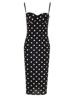 Marquisette corsetry sheath dress with polka dot print from Dolce&Gabbana, with sweetheart neckline, adjustable straps, double marquisette elastic, rear zip and hook closure. Composition: 16%EA+84%PA 25%EA+75%PA Fitted Polka Dot Dress With Spaghetti Straps, Elegant Strapless Polka Dot Dress, Fitted Polka Dot Dress With Sweetheart Neckline, Elegant Polka Dot Dress With Sweetheart Neckline, Elegant Polka Dot Dress With Spaghetti Straps, Elegant Polka Dot Dress With Square Neck, Fitted Polka Dot Lined Dresses, Fitted Polka Dot Dress With Square Neck, Versace Designer