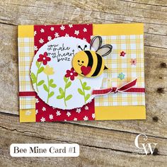 a card with a bee on it