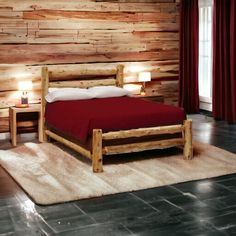 Economy Rustic Log Bed Log Bed, Rustic Bedroom Furniture, City Homes, Accent Chair Bedroom, Beautiful Bed, Daybed Covers, Mountain Getaway, Bedroom Accent, Rustic Cabin Decor