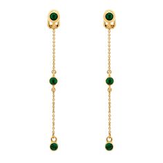 Pretty gold plated chain drop clip earrings set with sparkling Emerald crystals to add a pop of colour and flash of sparkle! These earrings are designed with a push close fastening to be comfortable and lightweight enough for all day and evening wear. Length: 8cm All of our jewellery is nickel free and hypoallergenic. Please avoid contact with perfume and cosmetics which can damage plating. Emerald Crystal, Forever Jewelry, Jewelry Ring Box, Mens Jewelry Bracelet, Green Emerald, Clip Earrings, Gold Plated Chains, High Quality Jewelry, Womens Jewelry Rings