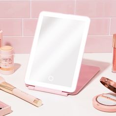 Get our travel friendly LED Rechargable Mirror. It is slim and compact for when you are on the go! Beauty Creations, Aesthetic Pastel, Aesthetic Pastel Wallpaper, Pastel Wallpaper, Led Mirror, Pastel Aesthetic, Pastel, Mirror, Led