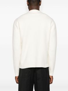 Find JIL SANDER Crew-neck Boiled Wool Jumper on Editorialist. white boiled wool knitted construction crew neck long sleeves ribbed cuffs and hem White Polo Sweater For Work, Winter White Crew Neck Outerwear, White Crew Neck Outerwear For Work, White Sweater With Ribbed Neckline For Work, White Polo Sweater For Workwear, White Wool Textured Knit Cardigan, White Ribbed Collar Polo Sweater For Fall, White Textured Wool Knit Cardigan, White Textured Wool Cardigan