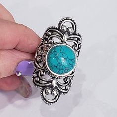 Beautiful Handmade Turquoise Gemstone 925 Silver Ring Sz 8.5-Ar-17564 The Item You See Is The Exact Piece You Will Receive-Excellent Quality & Design~ 100% Brand New-Unique-Turquoise Gemstone-925 Sterling Silver Stamped-Vintage/Antique/Goth Style-Handmade Please See Photos For Shape/Curves/Condition/Colors/Texture/Style/Design/Engraving I Want You To Have The Very Best Shopping Experience, Please Review Item Photos Size 8.5 Adjustable Turquoise Ring With Stone Setting, Bohemian Silver Turquoise Ring With Stone Setting, Bohemian Blue Turquoise Ring Stamped 925, Silver Bohemian Turquoise Ring With Stone Setting, Turquoise Ring With Stone Setting In Silver, Goth Ring, Vintage Goth, Goth Style, 925 Silver Ring