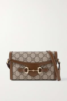 Shop GUCCI Horsebit 1955 leather-trimmed printed coated-canvas shoulder bag, Explore the latest GUCCI women's collection today on NET A PORTER Gucci Mini Horsebit Bag, Gucci Cross Body Bag, Mini Bag Outfit, Gucci Horsebit 1955 Mini Bag, Inspi Outfit, Bag Wishlist, Bags Wishlist, Gucci Mini Bag, Bag Packs