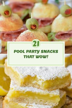 pool party snacks that wow with lemons, olives and ham on the side