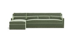 a green couch and ottoman sitting next to each other on a white background with no one in it