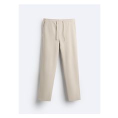 Pants made of cotton blend fabric. Adjustable elastic waistband with drawstring. Front pockets and back welt pockets. Beige Relaxed Fit Pants With Drawstring, Beige Wide Leg Sweatpants With Side Pockets, Casual Beige Bottoms With Comfort Waistband, Casual Workwear Pants With Elastic Waistband, Ankle-length Pants With Elastic Side Panels, Relaxed Fit Beige Sweatpants With Pockets, Straight Joggers With Drawstring For Spring, Spring Straight Joggers With Drawstring, Beige Joggers With Elastic Waistband