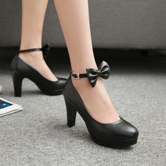 Heels:Approx 9cm Platform:Approx 2cm Upper Material:Pu Leather Outsole:Rubber If your foot is a little wide and fat, we suggest you choose 1 size larger, pls measure your foot length and choose a correct size. Thank you! Size Chart: Euro/CN 34 = foot length 21.5-22cm (Foot width=8-8.5cm) Euro/CN 35 = foot length 22-22.5cm (Foot width=8.5cm) Euro/CN 36 = foot length 22.5-23cm (Foot width=8.5-9cm Euro/CN 37 = foot length 23-23.5cm (Foot width=9cm) Euro/CN 38 = foot length 23.5-24m (Foot width=9-9.5cm) Euro/CN 39 = foot length 24-24.5cm (Foot width=9.5cm) Euro/CN 40 = foot length 24.5-25cm (Foot width=9.5-10cm) Euro/CN 41 = foot length 25-25.5cm (Foot width=10cm) Euro/CN 42 = foot length 25.5-26cm (Foot width=10-10.5cm) Euro/CN 43 = foot length 26-26.5cm (Foot width=10.5cm) Euro/CN 44 = foot Cute Formal Closed Toe Heels, Cute Closed Toe Formal Heels, Formal Closed Toe Cute Heels, Cute Bow Heels With Round Toe, Cute Round Toe Heels With Bow, Cute Heels With Bow And Round Toe, Cute Black Ankle Strap Heels, Cute Black Pointed Toe Heels, Chunky Pumps