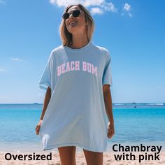 Comfort Colors Beach Bum T-shirt, Summer Shirt, Beachy Tshirt, Beach or Pool Coverup Tee, Unisex, Women's Oversized & Plus Size Available, VSCO, Aesthetic. For an oversized fit, coverup, t-shirt dress or nightshirt, we recommend going up one, two or even three sizes. Depending on how oversized you'd like it. Sizes S-3XL. Super comfy! You'll want to hang out in this every day!  Comfort Colors is so popular because it fits like a well loved tee. ➡️ Please double check the size chart photo for corr Beachy Tshirt, Oversized Plus Size, Vsco Aesthetic, Beach Bum, Night Shirt, Summer Shirts, Dye T Shirt, T Shirt Dress, Comfort Colors