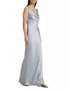 Crafted of crêpê-backed satin, Norma Kamali's stunning sleeveless gown showcases a draped cowlneck and dramatic fishtail train..Cowlneck.Sleeveless.Fishtail train.Pulls over.100% polyester.Hand wash.Imported.SIZE & FIT.About 66.25' from shoulder to hem.Model measurements: 5'10' tall.Model is wearing a US size Small.Crafted of crêpê-backed satin, Norma Kamali's stunning sleeveless gown showcases a draped cowlneck and dramatic fishtail train.CowlneckSleevelessFishtail trainPulls over100% polyesterHand washImportedSIZE & FITAbout 66.25' from shoulder to hemModel measurements: 5'10' tallModel is wearing a US size Small Sleeveless Solid Satin Dress, Satin Evening Dress With Cowl Back And Fitted Bodice, Satin Evening Dress With Fitted Bodice And Cowl Back, Fitted Draped Gown With Satin Finish, Fitted Pre-draped Sleeveless Gown, Pre-draped Fitted Satin Dress For Wedding, Fitted Satin Finish Pre-draped Gown, Fitted Bias Cut Draped Gown, Bias Cut Draped Fitted Gown