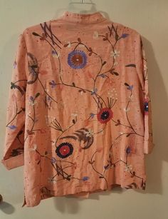 Alex Kim Peach Embroidered Shirt Jacket And Tee Shirt Medium | eBay Stand Up Collar, Embroidered Shirt, 2 Piece Set, Clear Plastic, Shirt Jacket, Stand Up, Tee Shirt, Tee Shirts, Clothes