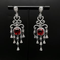 Pigeon Red Chandelier Earring, Bridal Earring, Chandelier Earring Vintage, Chandelier Earring Wedding, Chandelier Earring Bridal by iCoolJewelry on Etsy Red Chandelier Drop Earrings For Wedding, Elegant Red Earrings For Party, Red Teardrop Chandelier Earrings For Wedding, Crystal Chandelier Dangle Earrings For Celebration, Crystal Dangle Chandelier Earrings For Celebration, Elegant Red Clip-on Earrings For Party, Elegant Red Clip-on Earrings, Red Chandelier Earrings For Formal Events, Formal Red Chandelier Earrings