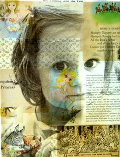 a collage of children's faces and pictures with words written on the side