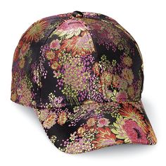 PRICES MAY VARY. A vibrant floral pattern with the look of Chinese silk elevates the humble baseball cap to a chic chapeau Shimmery hat features a protective 3"; brim and adjustable strap in back Poly One size fits most A vibrant floral pattern with the look of Chinese silk elevates the humble baseball cap to a chic chapeau. Shimmery hat features a protective 3" brim and adjustable strap in back. Poly. Imported. One size fits most. Adjustable Multicolor Baseball Cap For Spring, Multicolor Curved Brim Baseball Cap For Spring, Multicolor Short Brim Baseball Cap, Multicolor Floral Print Hats For Spring, Multicolor Floral Print Spring Hats, Spring Multicolor Floral Print Hats, Multicolor Curved Brim Baseball Cap, Multicolor Spring Visor Hat, Spring Floral Print Cap