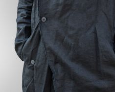 FREE SHIPPING Linen Overcoat With Raglan Sleeves Linen Blazer - Etsy Denmark Winter Linen Outerwear With Buttons, Lagenlook Long Sleeve Outerwear With Buttons, Linen Outerwear With Buttons And Relaxed Fit, Relaxed Fit Linen Outerwear With Buttons, Linen Coat, Mens Linen, Decorative Buttons, Linen Skirt, Waist Circumference