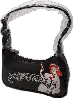 Y2k Style Streetwear Bag, Retro Streetwear Shoulder Bag, Y2k Handheld Shoulder Bag, Y2k Style Shopping Bags, Siberia Hills, Ed Hardy Designs, Y2k Purse, Ed Hardy, Black Canvas