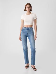 High Rise ’90s Straight Jeans | Gap Fitted Straight Jeans For Spring, Fitted Summer Flare Jeans, Classic Fitted Jeans For Summer, Fitted Classic Summer Jeans, Gap High Rise Relaxed Fit Jeans, Gap High-rise Relaxed Fit Jeans, Fitted Straight Leg Jeans For Summer, Gap Mid-rise Relaxed Fit Jeans, Gap High Rise Jeans For Spring