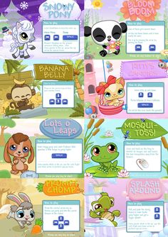 an image of a website page with cartoon animals on it