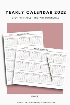 two printable calendars with the words year by month on them