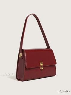 Lasaky - Exquisite Womens Minimalist Handbag: Elegant Metal Snap Closure Shoulder Bag with Detachable Crossbody Strap Formal Square Flap Bag With Large Capacity, Rectangular Office Shoulder Bag With Hasp Closure, Office Baguette Bag With Hasp Closure Satchel, Office Baguette Satchel Bag With Hasp Closure, Office Satchel Baguette Bag With Hasp Closure, Office Shoulder Baguette Bag With Hasp Closure, Office Baguette Bag With Hasp Closure And Satchel Shape, Square Baguette Bag With Hasp Closure For Office, Square Baguette Bag With Hasp Closure For Travel