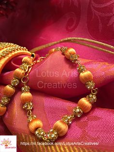 Raw peach silk thread jewellery   Bracelet . Perfect choice for a chanderi / kanchivaram / Banarasi / silk saree or a silk cotton saree. Call or whatsapp +919840009398 to place your order. International and domestic orders accepted. https://m.facebook.com/LotusArtsCreatives/