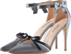 Chic Fitted Gray Heels, Gray Heels For Spring Party, Gray Party Heels For Spring, Fitted Gray Heels For Evening, Gray Fitted Heels For Evening, Elegant Gray Spring Heels, Gray Closed Toe Heels For Party, Gray Ankle Strap Heels For Party, Chic Gray Pointed Toe Heels