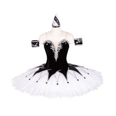 a black and white tutu with silver accents