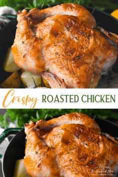 roasted chicken in a cast iron skillet