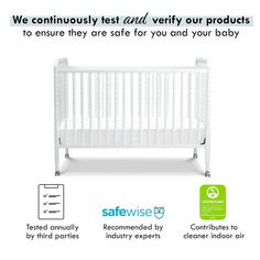 a baby crib with the words safewise on it and instructions to use it