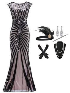 1920s Bundle – Retro Stage - Chic Vintage Dresses and Accessories Harlem Nights Outfits Black Women, 1920s Flapper Costume, Roaring 20s Fashion, Sequin Art, 50 Party, 1920s Fashion Women, Retro Stage, Harlem Nights, 20s Party