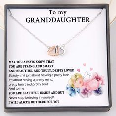 Interlocked Heart Necklace - To My Granddaughter - Never Stop Believing In Yourself - Gnp23001 Mimi Quotes, Granddaughter Jewelry, Presents For Family, Son Quotes From Mom, Never Stop Believing, Family Poems, Granddaughter Necklace, Grandmother Jewelry, Gratitude Journal Prompts