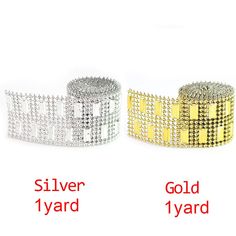 three different types of bracelets with gold and silver beads on each side, one in the