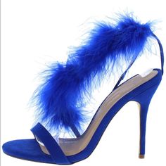 Beautiful Blue Feathered Heels Size 6 1/2, 7 And 7 1/2 Feather Heels, Blue Feather, Stiletto Shoes, Shoes Blue, Fun Fashion, Party Bags, 7 And 7, Girls Night Out, Blue Shoes