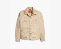 We gave our favorite denim jacket some classic workwear styling and a vintage-inspired fit in desert tones (for days when you want to step up your denim repertoire). But unlike its predecessor, this Sunrise Trucker Jacket has a relaxed fit in the body for a boxier look. A reinterpretation of the classic Trucker Jacket silhouette Designed with a relaxed fit for an effortlessly cool style Sits at your waist Cut with more room through the body and shoulder Casual Khaki Denim Jacket With Flap Pockets, Spring Khaki Denim Jacket With Flap Pockets, Utility Style Khaki Denim Jacket With Flap Pockets, Beige Relaxed Fit Utility Jacket With Button Closure, Khaki Denim Jacket With Flap Pockets, Khaki Cotton Denim Jacket With Flap Pockets, Unstructured Denim Jacket For Spring Workwear, Retro Button-up Denim Jacket For Work, Rugged Spring Outerwear With Pockets