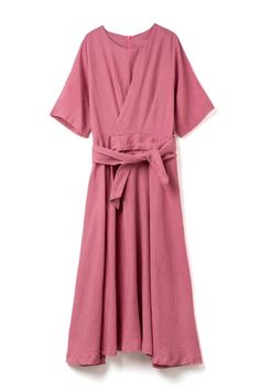 Linen Tied Knot Summer Dresses For Women Summer V-neck Maxi Dress With Tie Fastening, Tie Waist Dress For Brunch, Casual Cotton V-neck Wrap Dress, Vacation Wrap Dress With Tie Waist, Pink Relaxed Fit Midi Dress For Summer, Vacation Knee-length Dress With Tie Waist, Casual Linen Wrap Dress For Summer, Summer Wrap Maxi Dress For Daywear, Short Sleeve Maxi Dress With Tie Waist For Beach