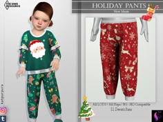 Lotes The Sims 4, Sims 4 Cc Download, Holiday Pants, Sims Packs, Kids Christmas Outfits