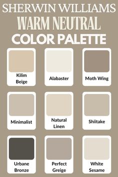 the color scheme for sherylin williams's warm neutral color palette, with different shades