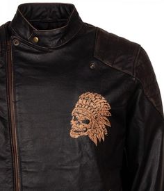 Buy Apache Man Black Motorcycle Leather Jacket now! Man Leather Jacket, Vintage Style Jacket, Bike Leathers, Stylish Leather Jacket, Indian Skull, Rider Jacket, Black Biker Jacket, Celebrities Leather Jacket, Brown Leather Coat