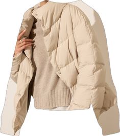 Oversized Turtleneck Outerwear For Spring, Beige Turtleneck Outerwear For Work, Beige Turtleneck Outerwear For Cold Weather, Trendy Oversized Turtleneck Outerwear, Spring Turtleneck Outerwear With Ribbed Cuffs, Beige Nylon Outerwear For Fall, Chic Oversized Turtleneck Outerwear, Chic Beige Outerwear With Ribbed Cuffs, Chic Beige Puffer Outerwear