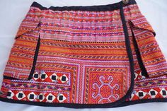 Colorful Ethnic Textile Thai Hmong Tribal Textile Boho Gypsy Skirt With Pockets. Thai Textile, Boho Mini Skirt, North Thailand, Native American Print, Pocket Skirt, Bohemian Skirt, Boho Leather, Skirt With Pockets, Skirts With Pockets