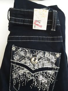 This pair of Missy jeans in size 2 and blue color is a must-have for any fashion-forward woman. The straight style is perfect for any occasion, whether it's a casual day out or a night on the town. The jeans are made from high-quality materials and are brand new with tags, ensuring that you get the best value for your money. The jeans come from a reputable brand and are designed for regular size, making them a perfect fit for any woman. The jeans are part of the women's clothing category and fall under the jeans subcategory. Don't miss out on this opportunity to own a stylish pair of jeans that will make you stand out from the crowd. Straight Leg Denim Blue Jeans For Night Out, Straight Leg Jeans For Night Out In Denim Blue, Cotton Straight Leg Jeans For Night Out, Straight Leg Denim Pants For Night Out, Dark Wash Cotton Jeans For Night Out, High Rise Jeans With Pockets For Night Out, Blue Straight Leg Jeans For Night Out, Straight Jeans, Must Haves