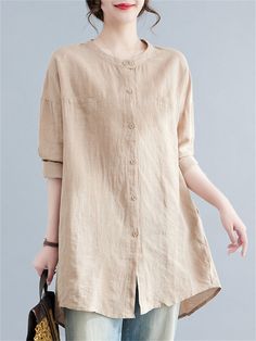 Description Product ID: TP2051867 Material: Cotton, Polyester, Metallic Fabric Pattern: Solid Color Closure: Button Sleeve: Long Sleeve Season: Spring, Summer Style: Fashion, Casual, Simple Occasion: Daily, Travel, Holiday Package included 1 * Shirt Size Chart (Asian Size) Please allow 1-3 cm measured error. Size Shirt Length Chest Sleeve Length M 82cm | 32.3 in 108cm | 42.5 in 35cm | 13.8 in L 83cm | 32.7 in 112cm | 44.1 in 36cm | 14.2 in XL 84cm | 33.1 in 116cm | 45.7 in 37cm | 14.6 in XXL 85cm | 33.5 in 120cm | 47.2 in 38cm | 15.0 in Metallic Fabric, Holiday Packaging, Fabric Pattern, Shirt For Women, Button Shirt, Stand Collar, Fabric Patterns, Summer Style, Season Spring