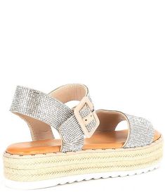 Gianni Bini KeeganThree Rhinestone Embellished Oversized Buckle Detail Platform Espadrille Sandals | Dillard's Summer Sandals With Sparkling Round Toe, Bedazzled Round Toe Beach Sandals, Bedazzled Round Toe Sandals For Beach, Bedazzled Synthetic Sandals With Round Toe, Silver Embellished Vacation Sandals, Embellished Silver Sandals For Vacation, Silver Embellished Sandals For Vacation, Spring Silver Bedazzled Sandals, Bedazzled Synthetic Sandals For Summer