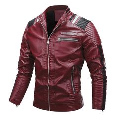 Faux Leather Motorcycle Stand Collar Jacket
Size Chat： Jaket Motor, Business Casual Jacket, Stand Collar Coat, Mens Leather Clothing, Motorcycle Jacket Mens, Mens Jackets Casual, Leather Jacket Style, Pu Leather Jacket, Men's Leather Jacket