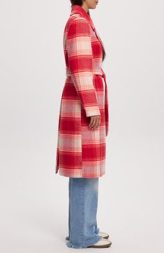 This statement, plaid vegan wool coat is a layering must-have to stay looking cool and feeling cozy this winter. 44" length (size Medium) Notched collar Long sleeves Belted waist Dual pockets 100% polyester Dry clean or machine wash, line dry Imported Model stats: 5'10", 32" bust, 25" waist, 36" hip. Model is wearing size S. Plaid Outerwear For Cold Spring Weather, Plaid Outerwear For Spring, Plaid Wool Outerwear For Cold Weather, Winter Plaid Wool Outerwear, Winter Wool Plaid Outerwear, Plaid Wool Coat For Winter, Plaid Wool Outerwear For Winter, Plaid Long Wool Coat For Fall, Spring Plaid Wool Outerwear