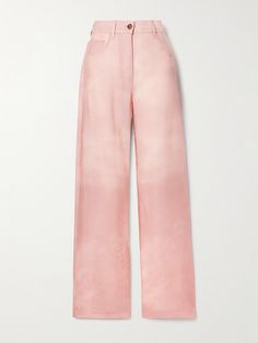 Acne Studios' pants are designed to be worn as a set with the matching blazer, but they'll make anything you style them will look so effortlessly cool. They're cut from fluid satin-twill in a pastel-pink shade and have a high-rise waist and straight legs. Exclusive Dress, Sport Swimwear, Sports Skirts, Straight Leg Trousers, Pants Straight, Straight Pants, Trouser Pants, Skirt Top, Straight Leg Pants