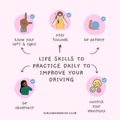 Life skills to practice daily to improve your driving Learning Driving A Car, Driving Tips New Drivers, Cars For First Time Drivers, New Driver Tips, Car Tips For New Drivers, Learn How To Drive, Learning To Drive For Beginners, Driving School Aesthetic