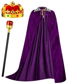 PRICES MAY VARY. King Cape Halloween Cosplay Costume Set: you will receive 1 piece of king purple robe, 1 piece of crown and 1 piece of king scepter, a nice combination set to satisfy your party cosplay needs Size Details for Your Reference: king cape is about 39.4 x 48.03 inches/ 100 x 122 cm, the crowns for men are about 7.7 x 5.2 inches/ 19.5 x 13 cm, and king scepter is about 17.72 x 2.17 inches/ 45 x 5.5 cm, a proper size for your use Stable for Long Time Use: king robe is made of quality v King Cape, Plastic Crown, Medieval King, Cape Outfit, Cape Costume, Carnival Halloween, Kings Crown, Halloween Cosplay, The Crown