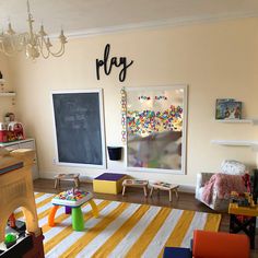 a child's play room with toys and decor